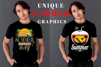 create custom summer typography and beach t shirt design