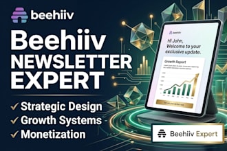 create beehiiv newsletter design, landing page and ai email automation