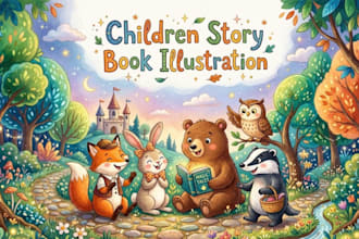 illustrate children book illustrations, kids storybook art and character design