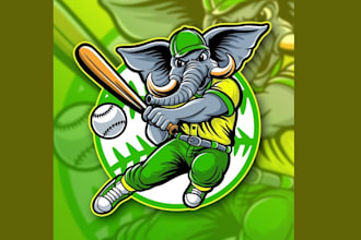 design patch elephant travel baseball team logo