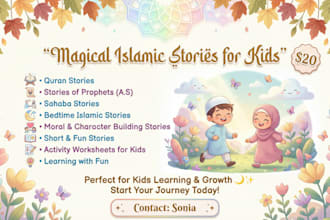 write islamic books, ebooks, stories, content posts for kids