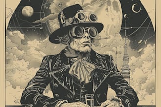 draw artwork with vintage illustration style