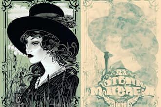 draw artwork with vintage illustration style