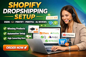 setup shopify dropshipping ali reviews printiful dsers cjdropshipping  printify