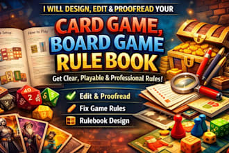 design, edit and proofread your card game, board game rule book