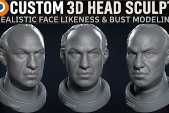 sculpt 3d head 3d sculpture, bust figurine face model stl 3mf likeness printing