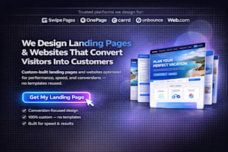 design landing page web page with swipe page  onepage carrd io unbounce web com
