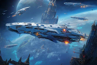 draw a sci fi spaceship design