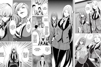draw comic manga page, anime manga, nsfw manga, mangaka manga illustration