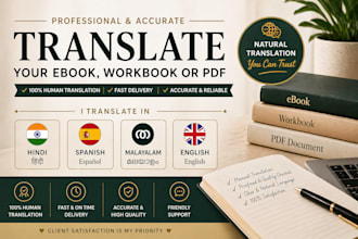 translate your e book, workbook or PDF