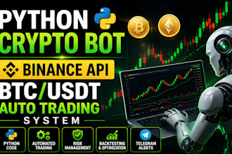 build python crypto trading bot with binance API  automation
