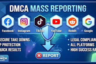 report,remove defamatory,harassing,copyright,mass insta,fb,yt,tiktok x by dmca