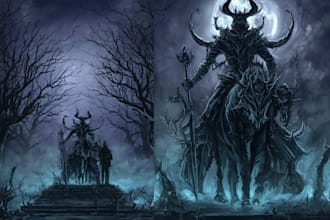 draw horror and gothic line art illustrations