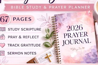 design custom journal or planner, canva ebook for christian and children book