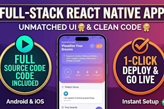 develop a react native app for android and ios with clean UI and source code