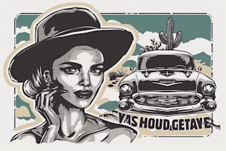 draw a unique illustration in a vintage style