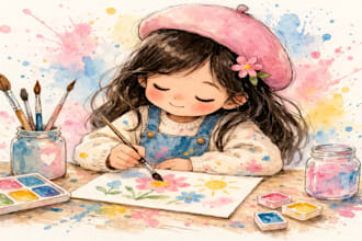 do whimsical watercolor children story book illustration