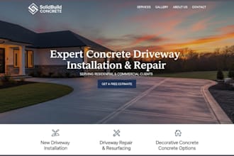 design squarespace concrete contractor website driveway service website