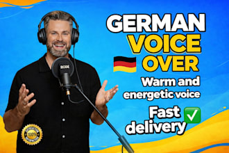 record a male voice over in a warm and energetic voice