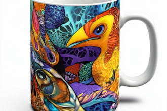 draw coffee mug design, custom mug design