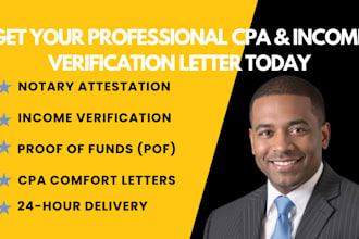 issue a US CPA letter for mortgage, loan, income verification, and pof