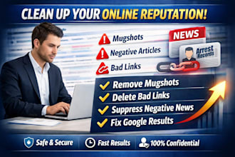 remove mugshots, news, articles, negative links, arrest records and google maps