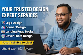 design professional logo, banner, landing page and cover photo