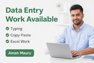 do data entry typing copy paste in excel or word