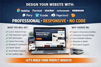 design mobirise format stacker carbonmade webnode pory ycode pagecloud website