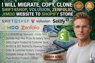 migrate copy clone shift4shop volusion zenfolio jimdo website to shopify store