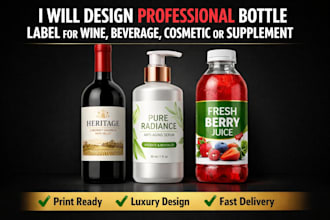 design professional bottle label for wine beverage cosmetic or supplement