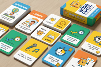 design card game educational card language learning flashcard for kids or adults