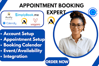 setup acuity scheduling, calendly, vagaro, appointment setting online booking