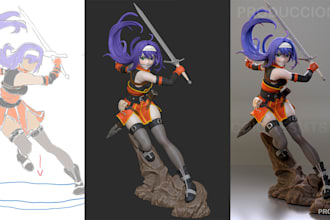 design 3d collectible statues and figures with cuts and keys