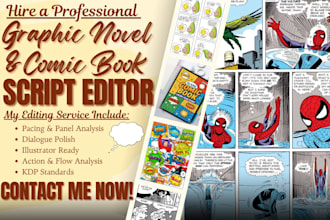 edit your comic book script, webtoon, webcomic, manga script or graphic novel