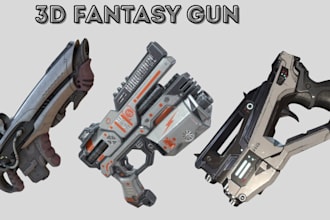 design stylized 3d gun weapon, fps weapon, game asset, gun model, sci fi gun