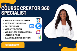course creator 360 website cc360 courses kajabi samcart ghl quiz workflow kartra