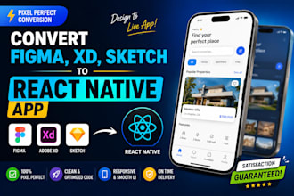 convert figma, adobe xd, or sketch to a react native app