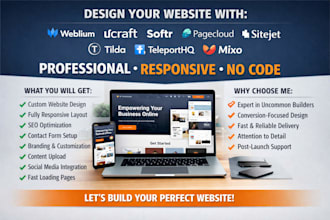 design weblium ucraft softr pagecloud sitejet tilda teleporthq mixo website