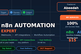 build n8n automation workflows, webhooks, and API integrations