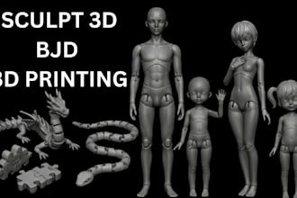 sculpt 3d articulated model, flexi toys, 3d bjd articulated fidget keychain 3mf