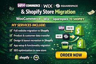shopify store migration, woocomerce wix squarespace to shopify website migration