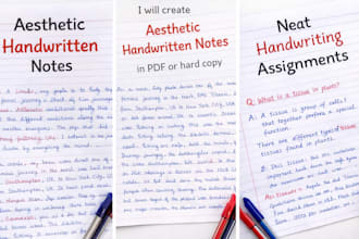 write neat handwritten notes, assignments and aesthetic caligraphy