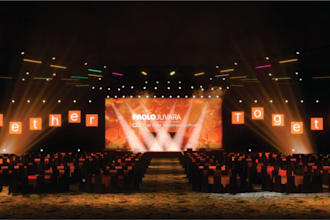 do 3d stage design, led screen podium for your event or concert, stage lighting
