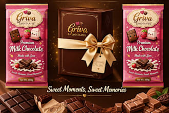design premium chocolate packaging, label and box design