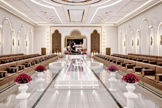 design modern banquet hall, render interior virtual stagging,cgi conference room