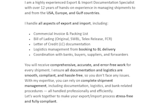 create export import documentation services