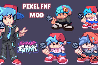 do fnaf animated character sprites, pixel sprites animation, fnf mod, game art