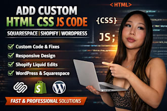 add custom HTML CSS js code to squarespace, shopify, wordpress website