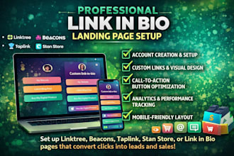 set up linktree beacons ai taplink stan store link in bio landing page branding